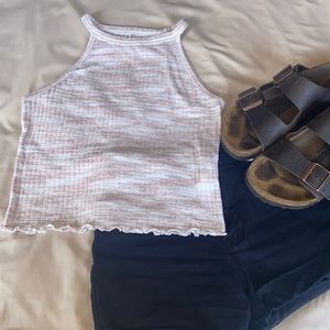 Mudd white and blush pink high neck tank